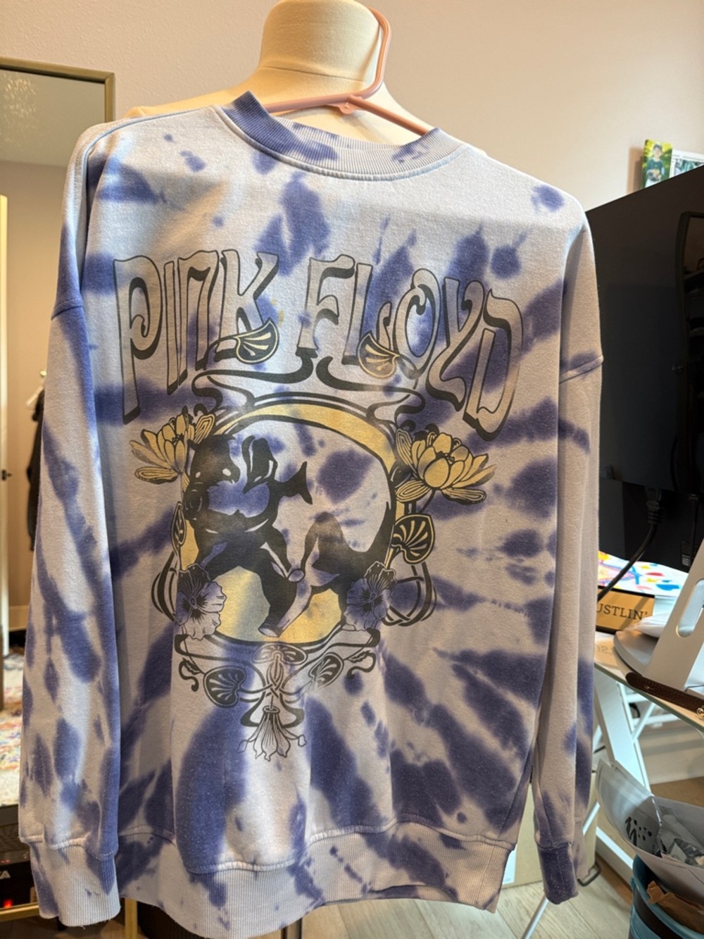 Divided Tie-Dye Pink Floyd Graphic Sweatshirt - Blue & White From H&M